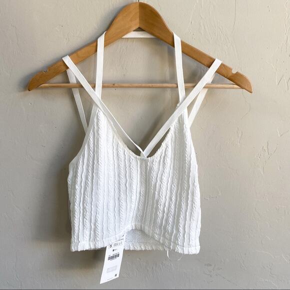 NWT Zara White‎ Knit Strappy Crop Top - Picture 5 of 9